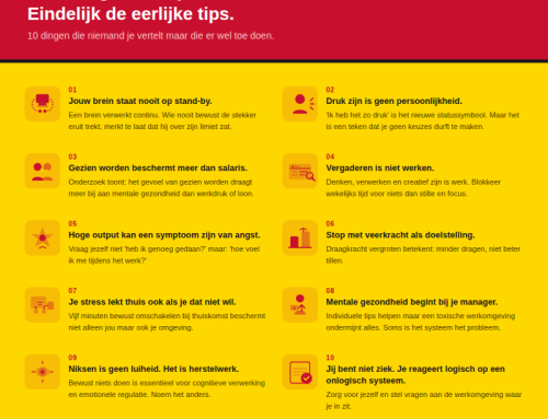 10 tips voor mentaal gezond op het werk